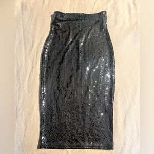 Black Sequin Bodycon Skirt